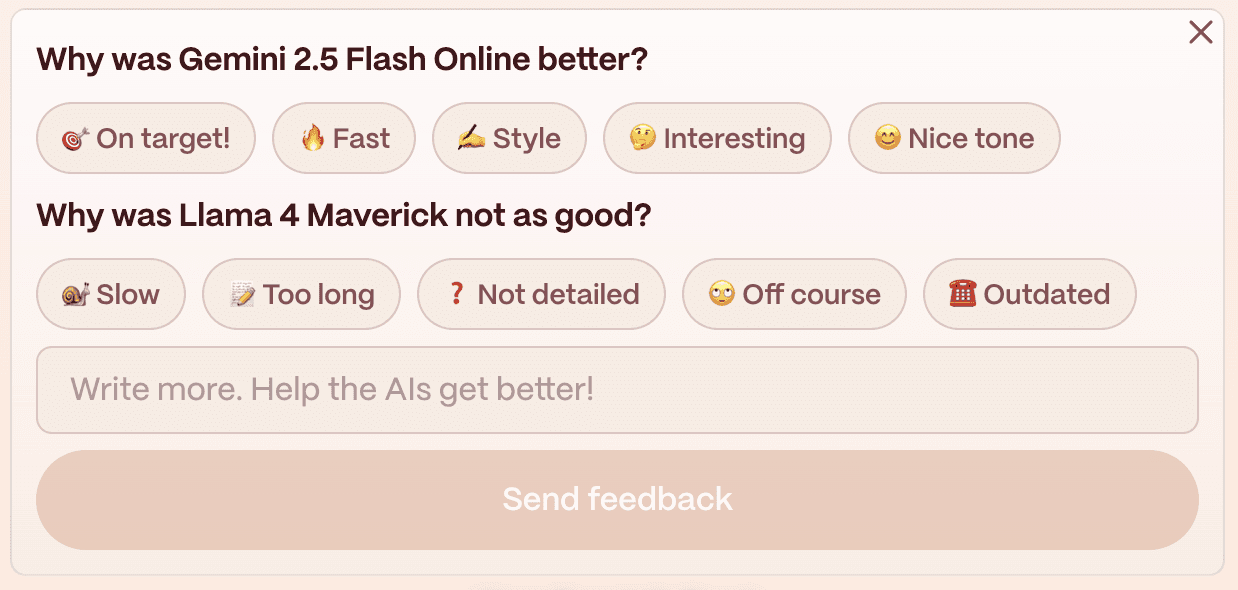 Rich preference feedback in Yupp