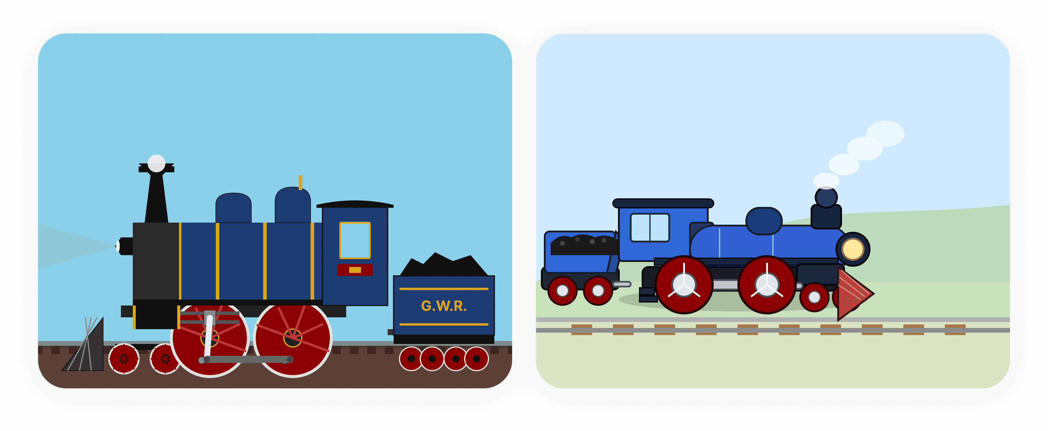 Steam locomotive SVGs generated by Gemini 3 Pro and GPT-5.1 (High)